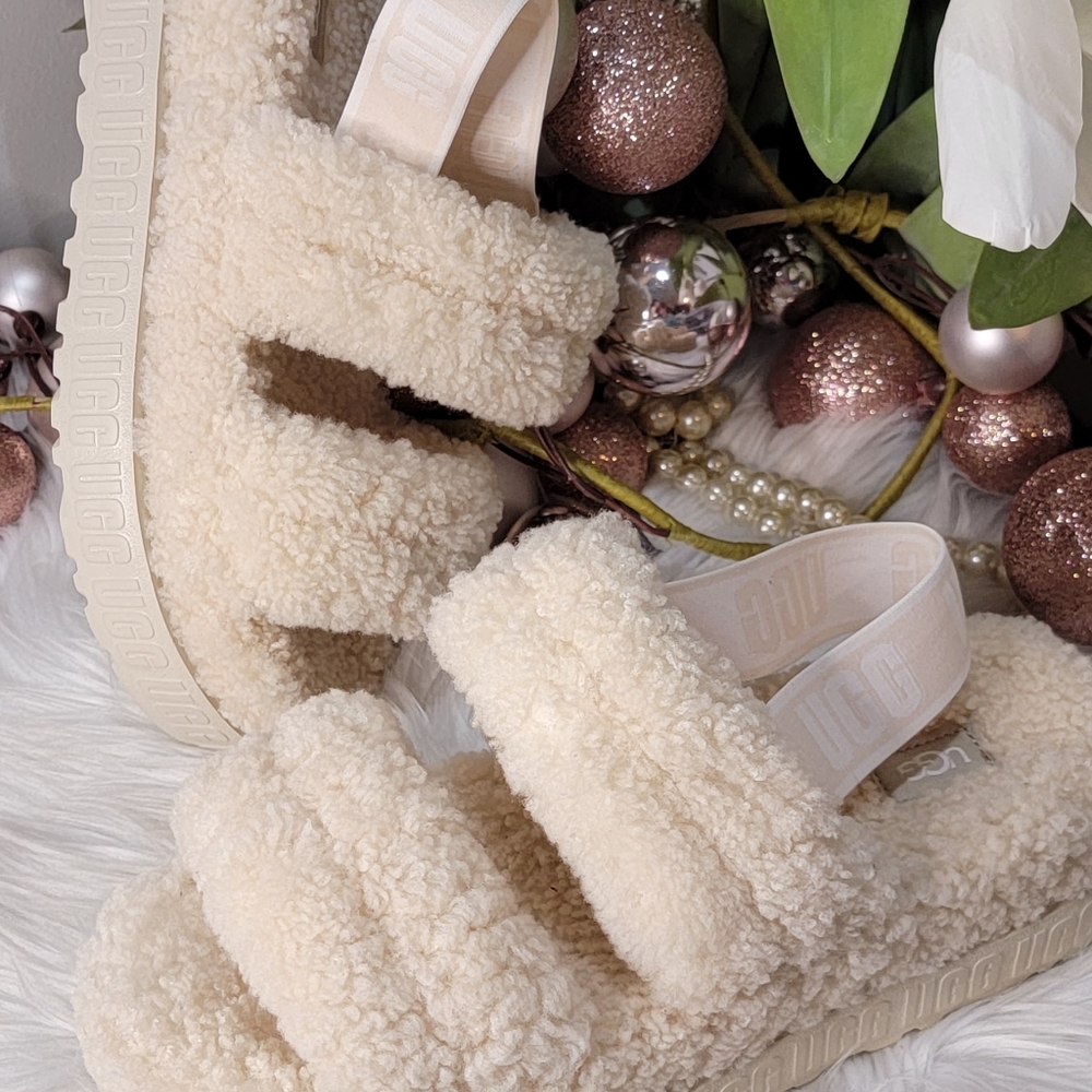 Ugg Oh Fluffita Genuine Shearling Slingback Sandal Brand New - Picture 2 of 8